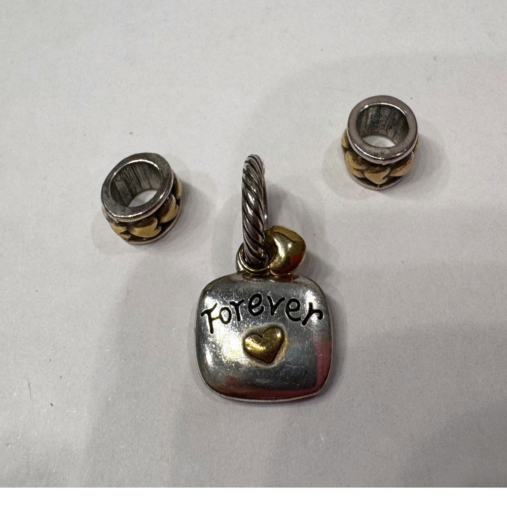 Brighton Charm‎ Lot Forever Friends Heart Beads Silver Gold Spacer Set